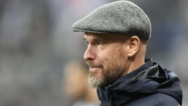 Manager Erik ten Hag pictured during Manchester United's 1-0 defeat at Newcastle in December 2023